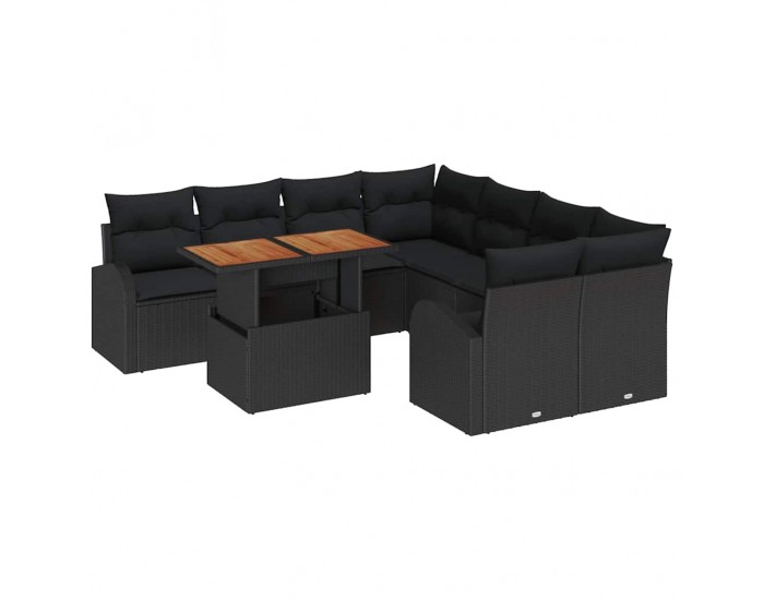 Sonata H Градински Софа Комплект 9 pcs Черно 100 x 55 x 73 см