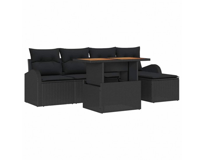 Sonata H Градински Софа Комплект с възглавница 6 pcs Черно