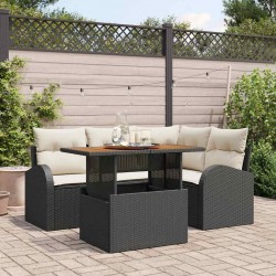 Sonata H Градински Софа Комплект 5 pcs Черно и кремаво 100 x 55 x 73 см - Canapele și bănci de grădină