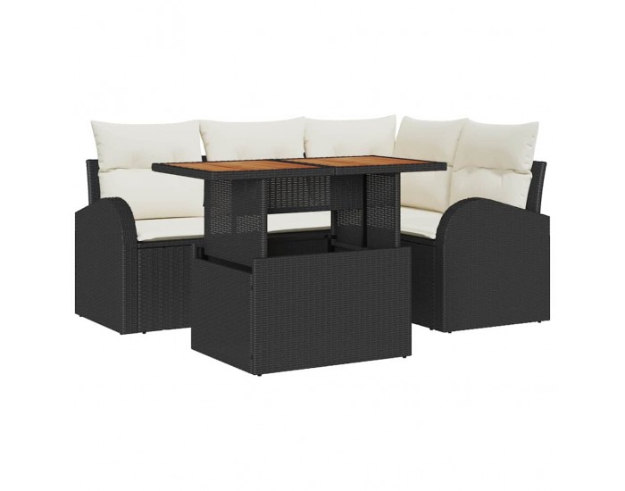 Sonata H Градински Софа Комплект 5 pcs Черно и кремаво 100 x 55 x 73 см