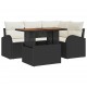 Sonata H Градински Софа Комплект 5 pcs Черно и кремаво 100 x 55 x 73 см