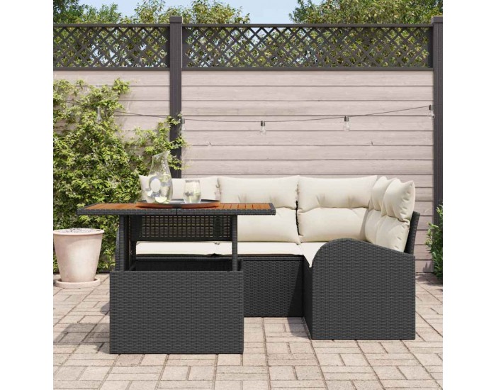 Sonata H Градински Софа Комплект 5 pcs Черно и кремаво 100 x 55 x 73 см