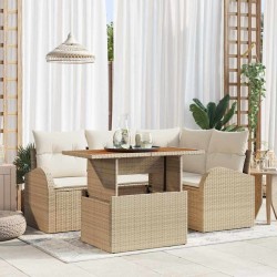 Sonata H Градински Софа Комплект 5 pcs бежово и кремаво 100 x 55 x 73 см - Canapele și bănci de grădină