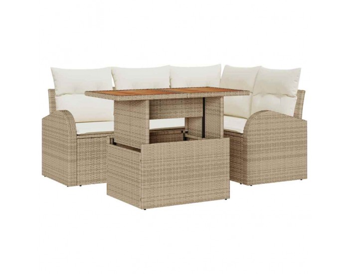 Sonata H Градински Софа Комплект 5 pcs бежово и кремаво 100 x 55 x 73 см