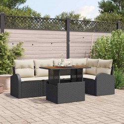 Sonata H Градински Софа Комплект 6 pcs Черно и кремаво 100 x 55 x 73 см - Canapele și bănci de grădină
