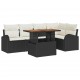 Sonata H Градински Софа Комплект 6 pcs Черно и кремаво 100 x 55 x 73 см