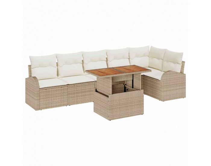 Sonata H Градински Софа Комплект 7 pcs бежово и кремаво 100 x 55 x 73 см