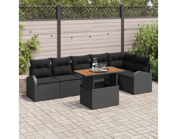 Sonata Set de canapele pentru grădină 7 buc. Negru