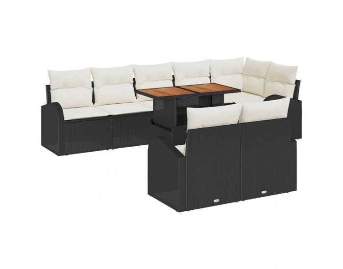 Sonata H Градински Софа Комплект 9 pcs Черно и кремаво 100 x 55 x 73 см