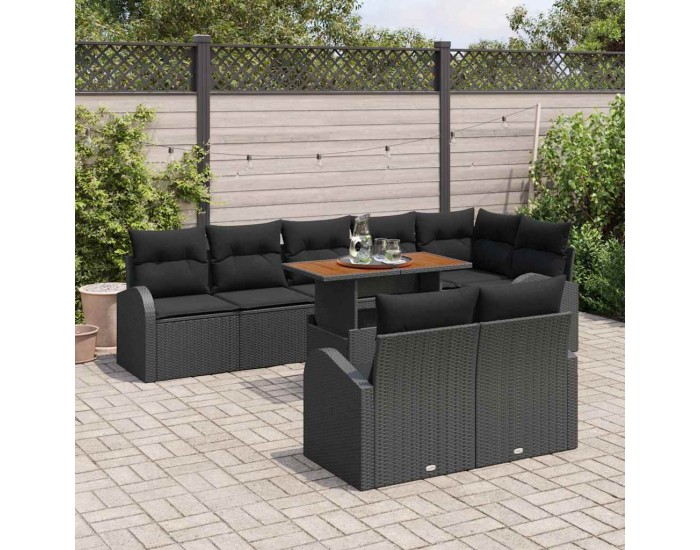 Sonata H Градински Софа Комплект 9 pcs Черно 100 x 55 x 73 см