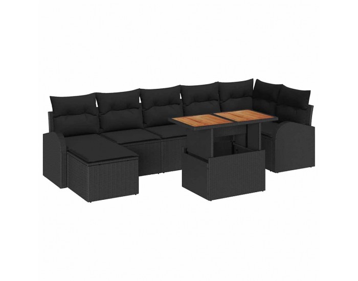 Sonata H Градински Софа Комплект с възглавница 8 pcs Черно