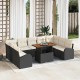 Sonata H Градински Софа Комплект 10 pcs Черно и кремаво 100 x 55 x 73 см