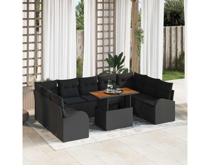 Sonata H Градински Софа Комплект 10 pcs Черно 100 x 55 x 73 см