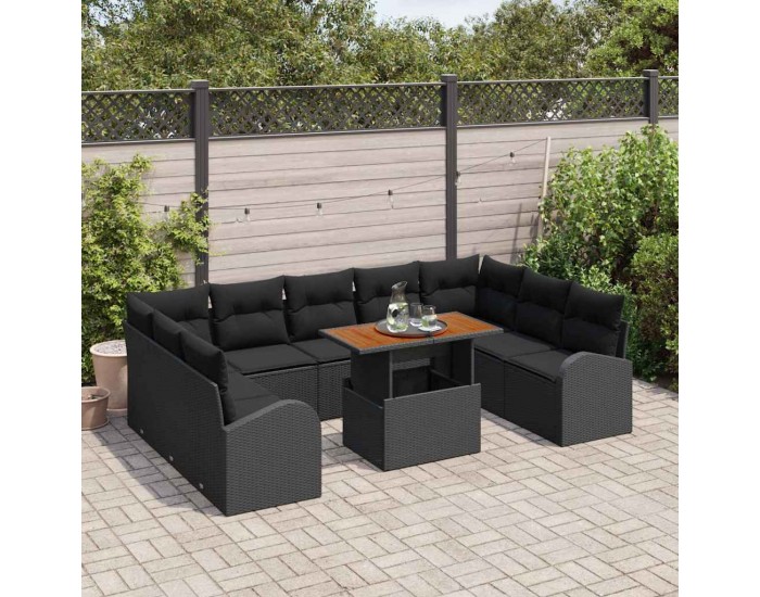 Sonata H Градински Софа Комплект 10 pcs Черно 100 x 55 x 73 см