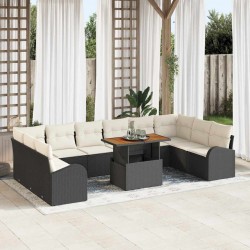 Sonata H Градински Софа Комплект 11 pcs Черно и кремаво 100 x 55 x 73 см - Canapele și bănci de grădină