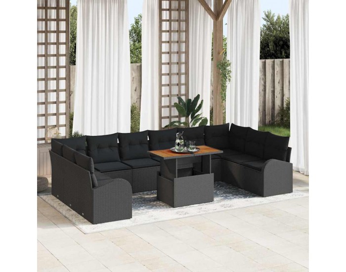 Sonata H Градински Софа Комплект 11 pcs Черно 100 x 55 x 73 см