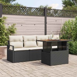 Sonata H Градински Софа Комплект 5 pcs Черно и кремаво 100 x 55 x 73 см - Canapele și bănci de grădină