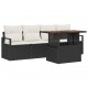 Sonata H Градински Софа Комплект 5 pcs Черно и кремаво 100 x 55 x 73 см