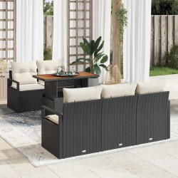 Sonata H Градински Софа Комплект 6 pcs Черно и кремаво 100 x 55 x 73 см - Canapele și bănci de grădină