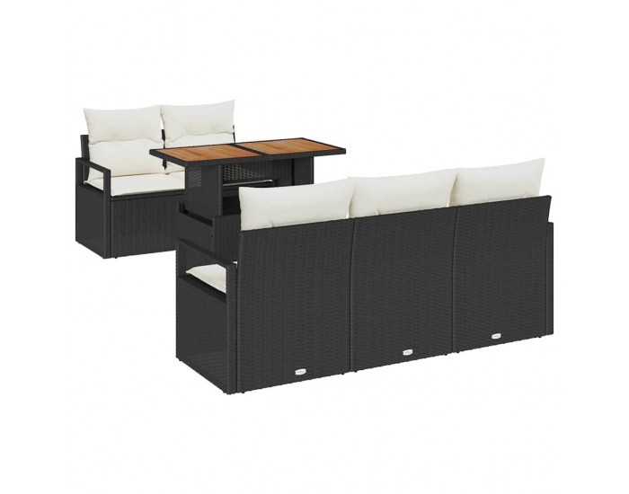 Sonata H Градински Софа Комплект 6 pcs Черно и кремаво 100 x 55 x 73 см