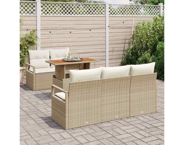 Sonata H Градински Софа Комплект 6 pcs бежово и кремаво 100 x 55 x 73 см