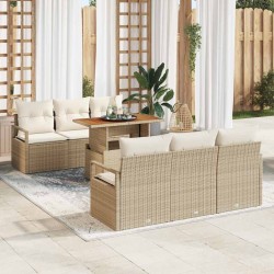 Sonata H Градински Софа Комплект 7 pcs бежово и кремаво 100 x 55 x 73 см - Canapele și bănci de grădină