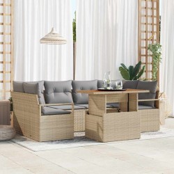 Sonata H Градински Софа Комплект с възглавница 7 pcs бежово и светлосиво - Canapele și bănci de grădină