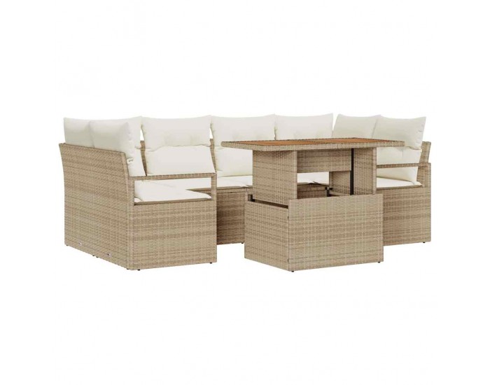 Sonata H Градински Софа Комплект 7 pcs бежово и кремаво 100 x 55 x 73 см