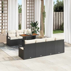 Sonata H Градински Софа Комплект 8 pcs Черен и кремав 100 x 55 x 73 см - Canapele și bănci de grădină