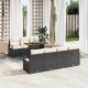 Sonata H Градински Софа Комплект 8 pcs Черен и кремав 100 x 55 x 73 см