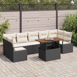 Sonata H Градински Софа Комплект 8 pcs Черен и кремав 100 x 55 x 73 см - Canapele și bănci de grădină