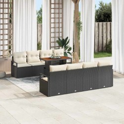 Sonata H Градински Софа Комплект 9 pcs Черен и кремав 100 x 55 x 73 см - Canapele și bănci de grădină