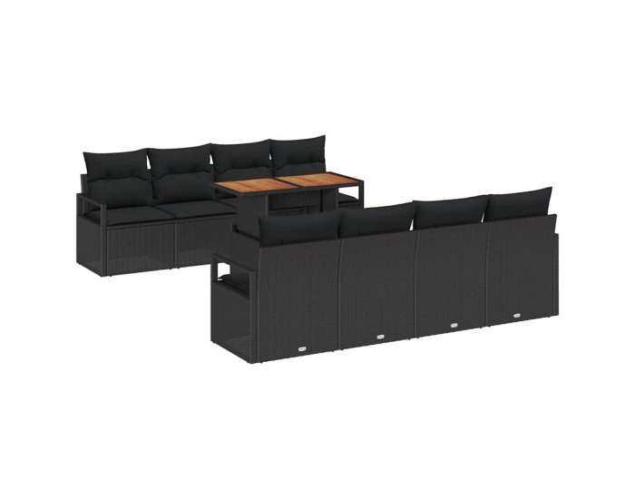 Sonata H Градински Софа Комплект 9 pcs Черен и кафяв 100 x 55 x 73 см