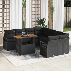 Sonata H Комплект за хранене в градината 9 pcs Черен и кафяв - Canapele și bănci de grădină