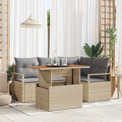 Sonata H Комплект за хранене в градината 5 pcs Бежово и сиво - Canapele și bănci de grădină