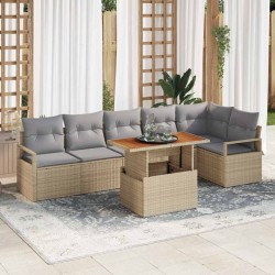 Sonata H Комплект за хранене в градината 7 pcs Бежово и сиво - Canapele și bănci de grădină