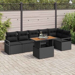 Sonata H Комплект за хранене в градината 7 pcs Черен и кафяв - Canapele și bănci de grădină