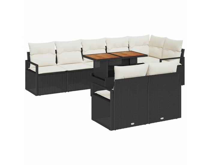 Sonata H Градински Софа Комплект 9 pcs Черен и кремав 100 x 55 x 73 см
