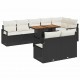 Sonata H Градински Софа Комплект 9 pcs Черен и кремав 100 x 55 x 73 см