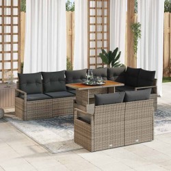 Sonata H Градински Софа Комплект 9 pcs Сив и кафяв 100 x 55 x 73 см - Canapele și bănci de grădină