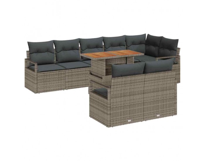 Sonata H Градински Софа Комплект 9 pcs Сив и кафяв 100 x 55 x 73 см
