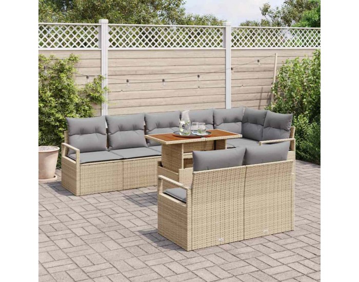 Sonata H Градински Софа Комплект 9 pcs Бежово и сиво 100 x 55 x 73 см