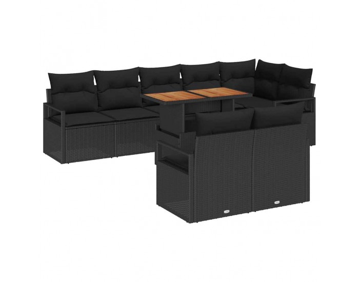 Sonata H Градински Софа Комплект 9 pcs Черен и кафяв 100 x 55 x 73 см