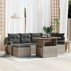Sonata H Комплект за хранене в градината с възглавница 7 pcs Сив и кафяв - Canapele și bănci de grădină