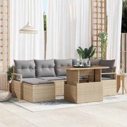 Sonata H Комплект за хранене в градината 7 pcs Бежово и сиво - Canapele și bănci de grădină