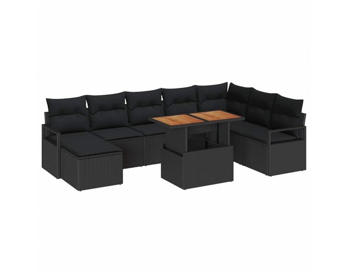 Sonata H Градински Софа Комплект с възглавница 9 pcs Черен и кафяв