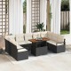 Sonata H Градински Софа Комплект 10 pcs Черен и кремав 100 x 55 x 73 см