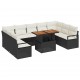 Sonata H Градински Софа Комплект 10 pcs Черен и кремав 100 x 55 x 73 см