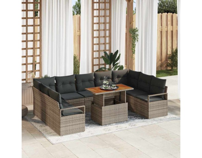 Sonata H Градински Софа Комплект 10 pcs Сив и кафяв 100 x 55 x 73 см