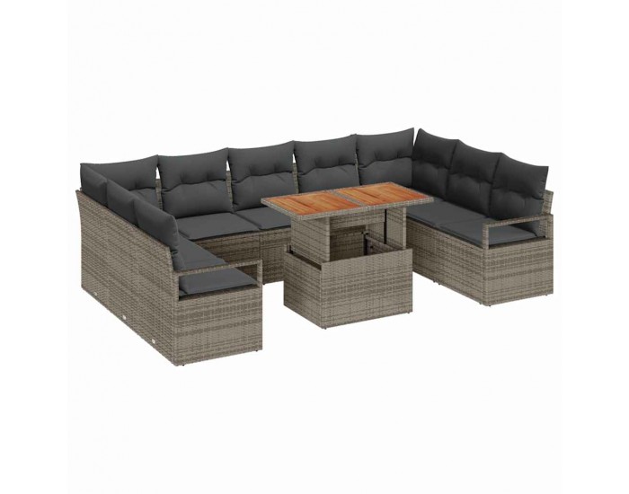 Sonata H Градински Софа Комплект 10 pcs Сив и кафяв 100 x 55 x 73 см